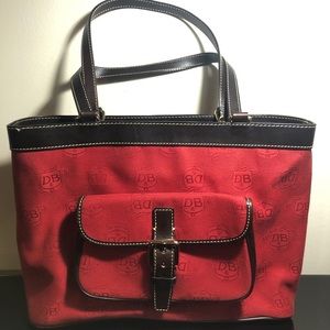 Downey & Bourke Red and Brown Leather Tote Handbag with wallet and coin pouch